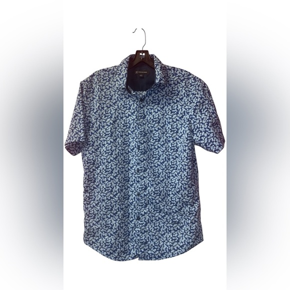 INC International Concepts Blue and White Casual Button Down Shirt - Picture 2 of 6